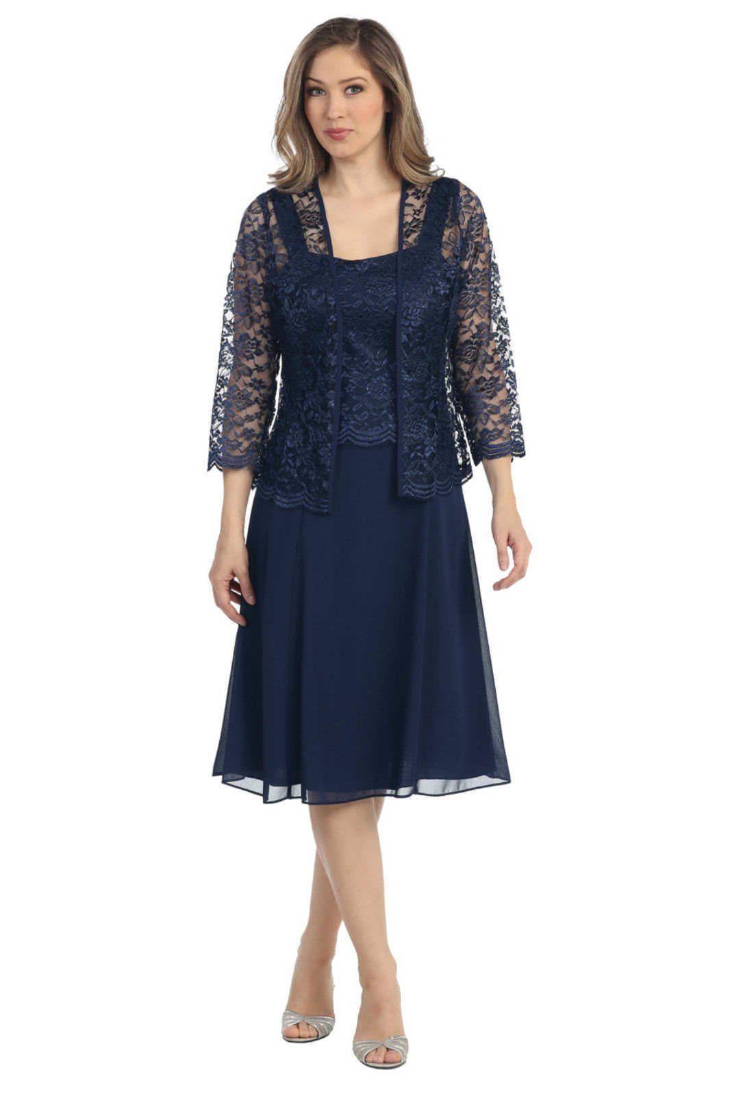 Short Mother Of The Bride Dress With Jacket - The Dress Outlet Sally