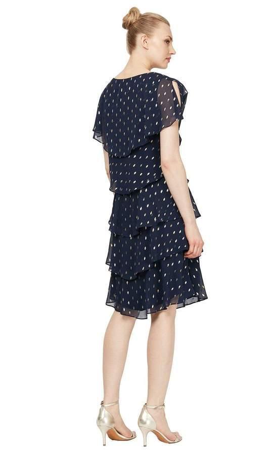 SL Fashions Short Polka Dot Tiered Dress 9171507 - The Dress Outlet