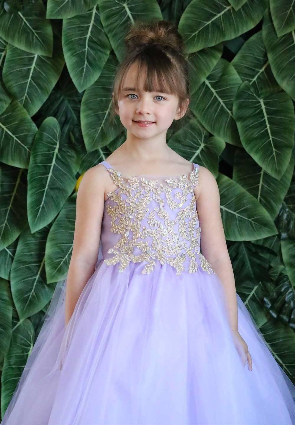 Sleeveless Beaded Lace Appliques Flower Girl Dress - The Dress Outlet