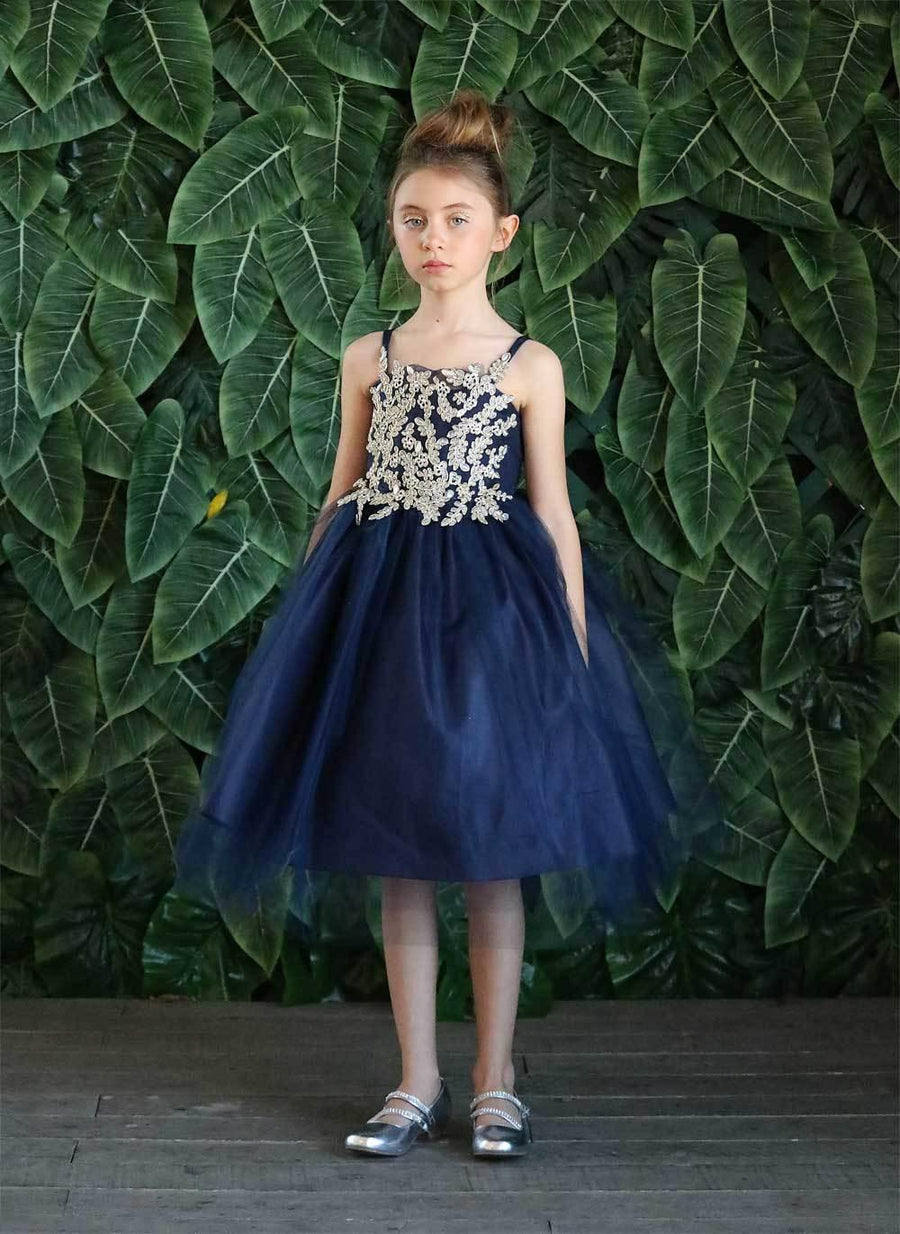 Sleeveless Beaded Lace Appliques Flower Girl Dress - The Dress Outlet