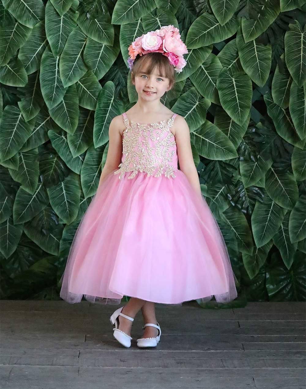 Sleeveless Beaded Lace Appliques Flower Girl Dress - The Dress Outlet
