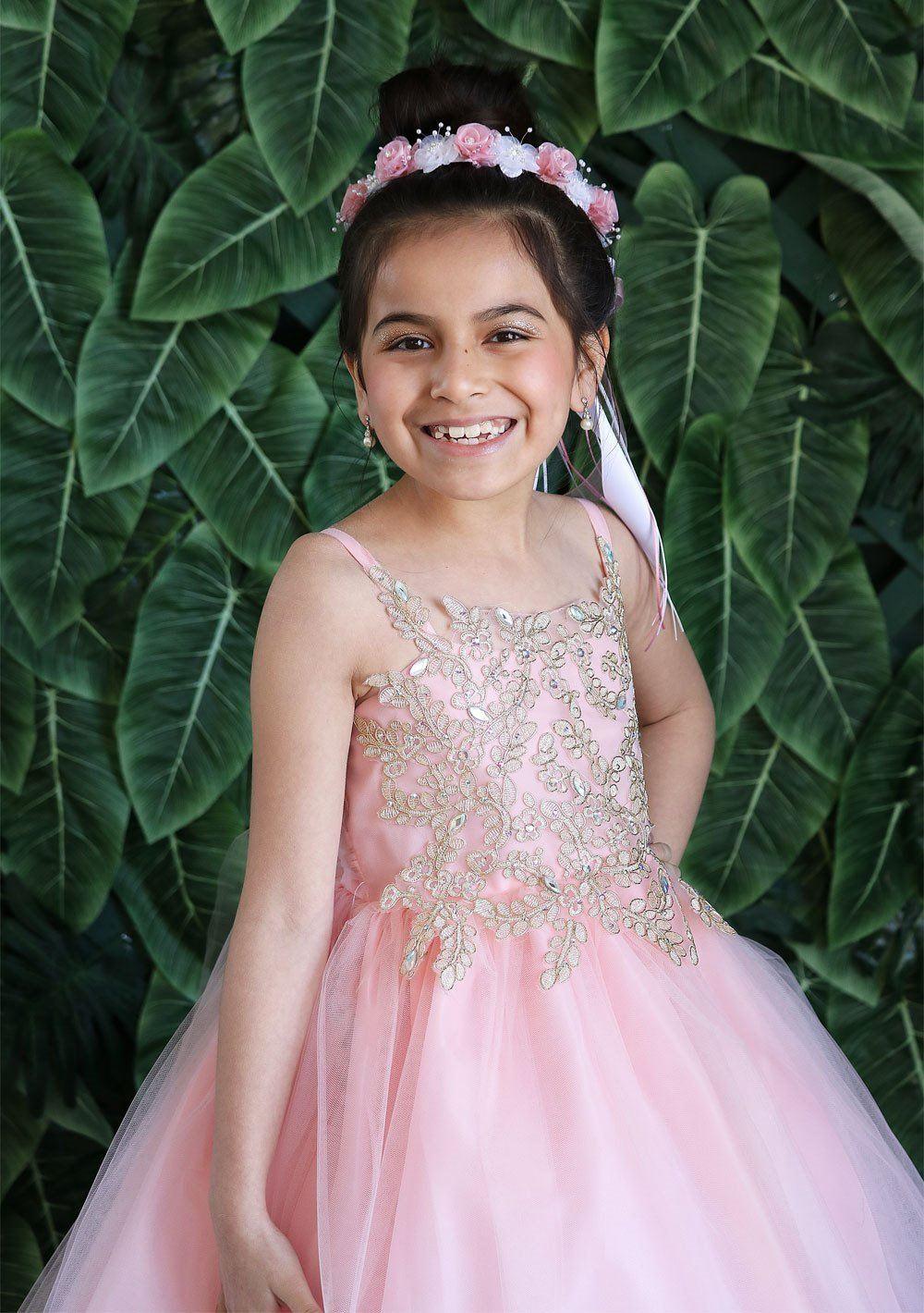 Sleeveless Beaded Lace Appliques Flower Girl Dress - The Dress Outlet