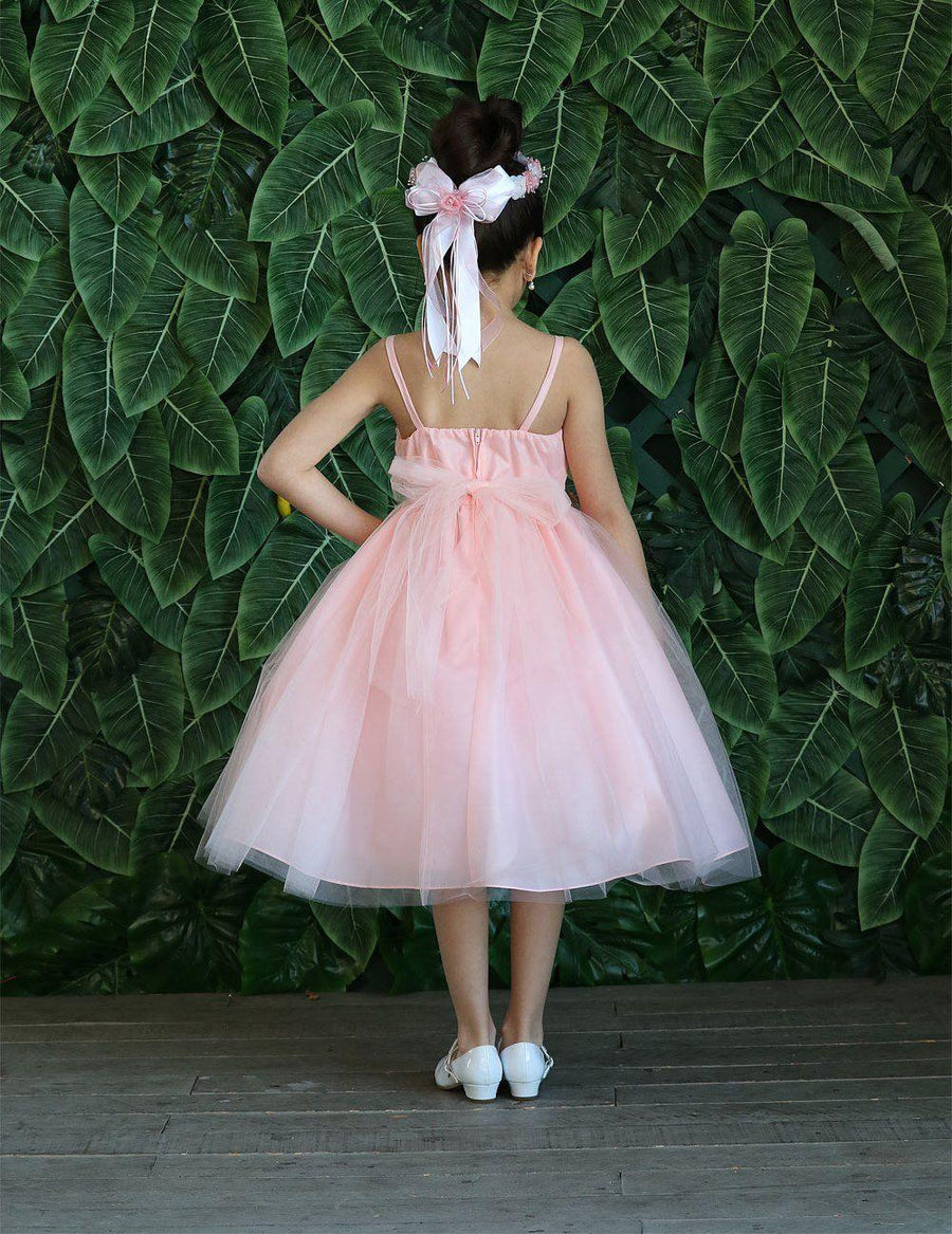 Sleeveless Beaded Lace Appliques Flower Girl Dress - The Dress Outlet