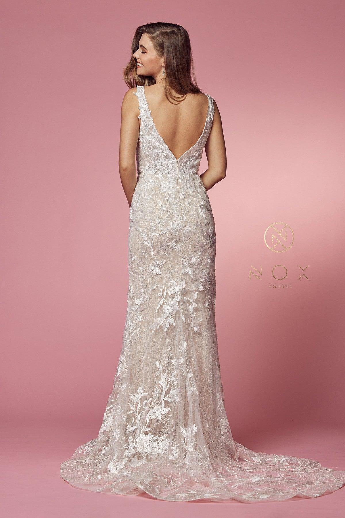 Sleeveless Formal Long Wedding Gown - The Dress Outlet