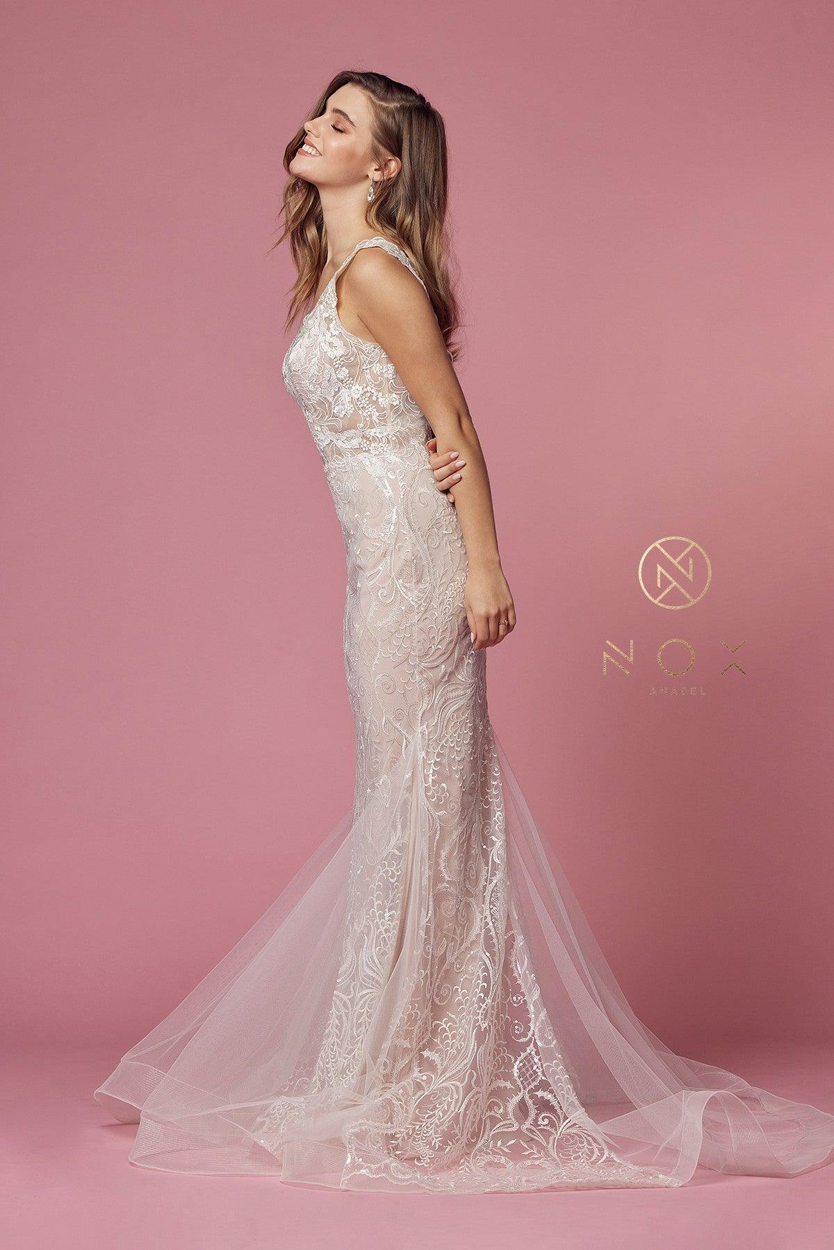 Sleeveless Formal Long Wedding Gown - The Dress Outlet