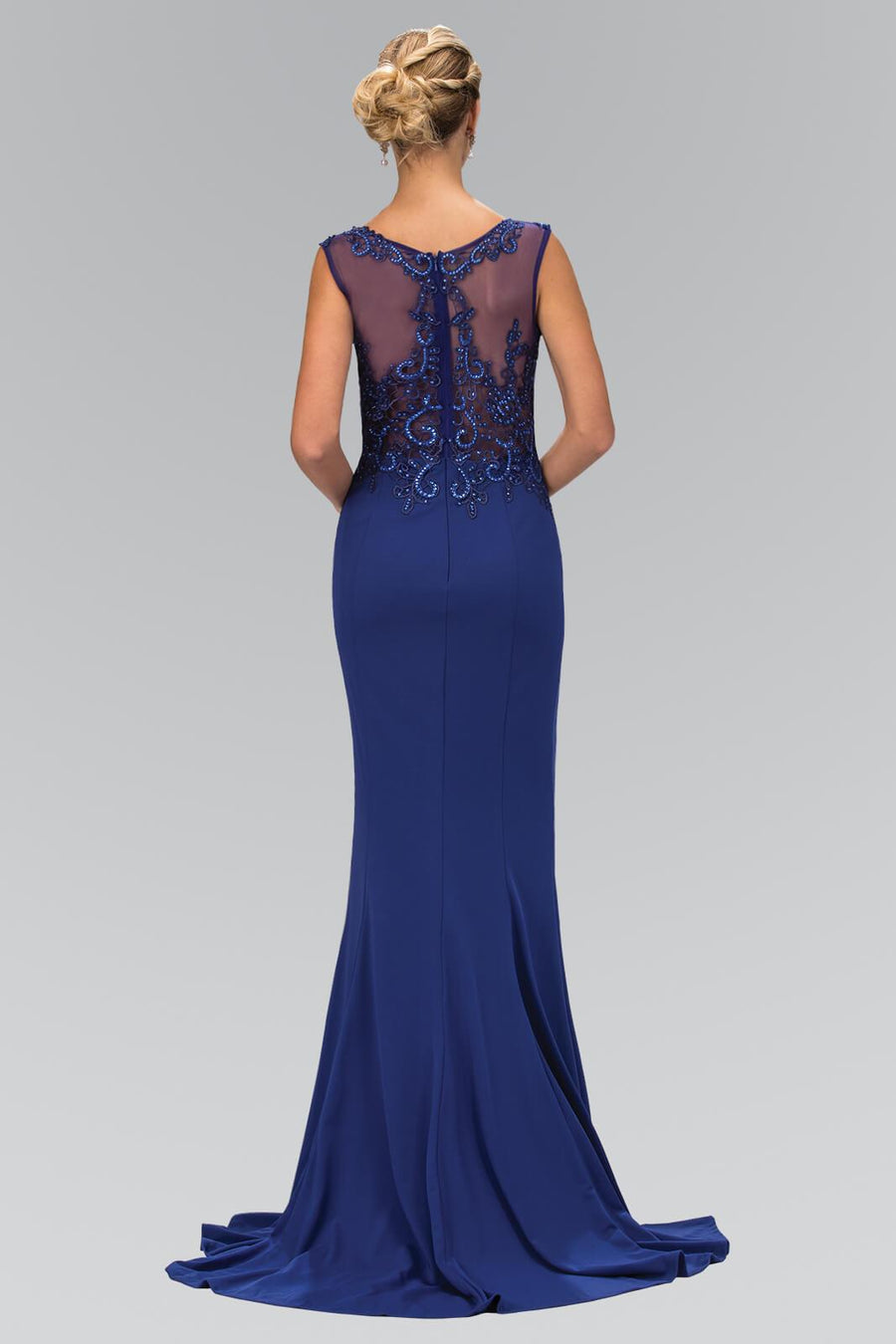 Sleeveless Rome Jersey Long Prom Dress Formal - The Dress Outlet Elizabeth K