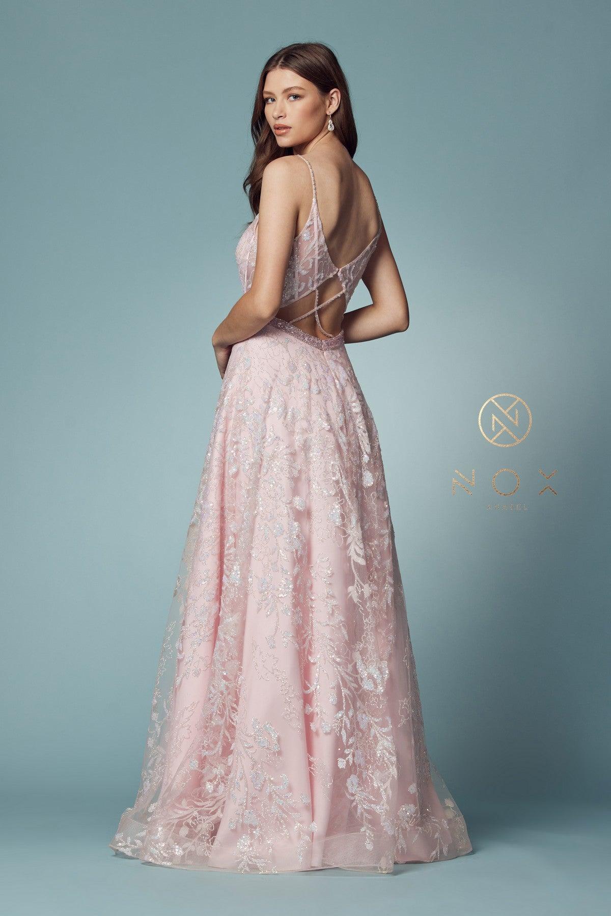 Spaghetti Strap A-Line Long Prom Dress - The Dress Outlet