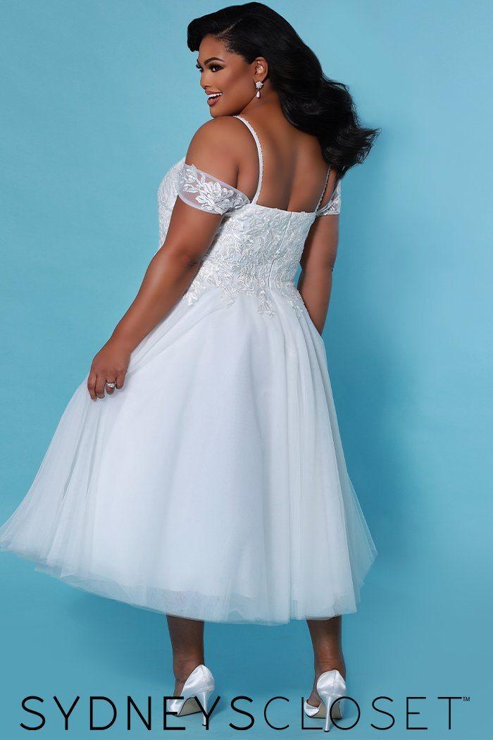 Sydneys Closet Short Off Shoulder Wedding Dress - The Dress Outlet