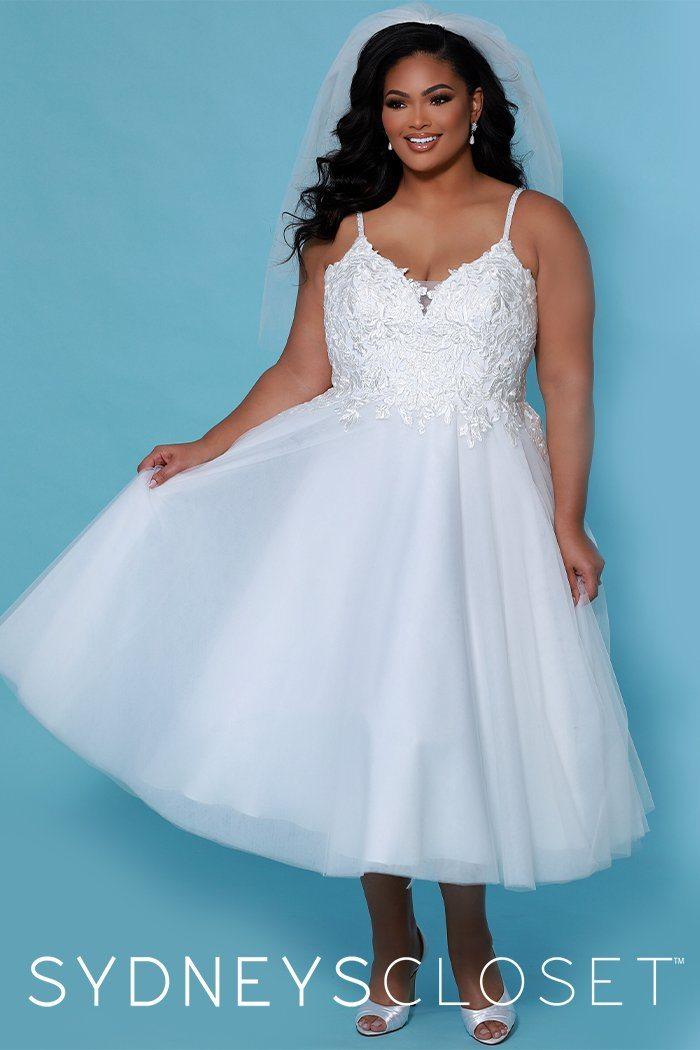 Sydneys Closet Short Off Shoulder Wedding Dress - The Dress Outlet