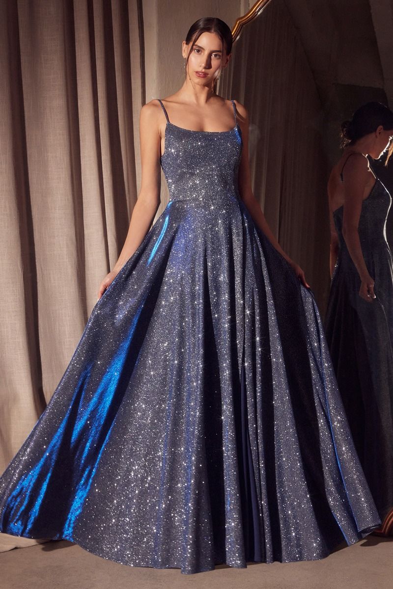 Prom Dresses Glitter Long Formal A Line Prom Gown Lightt Blue