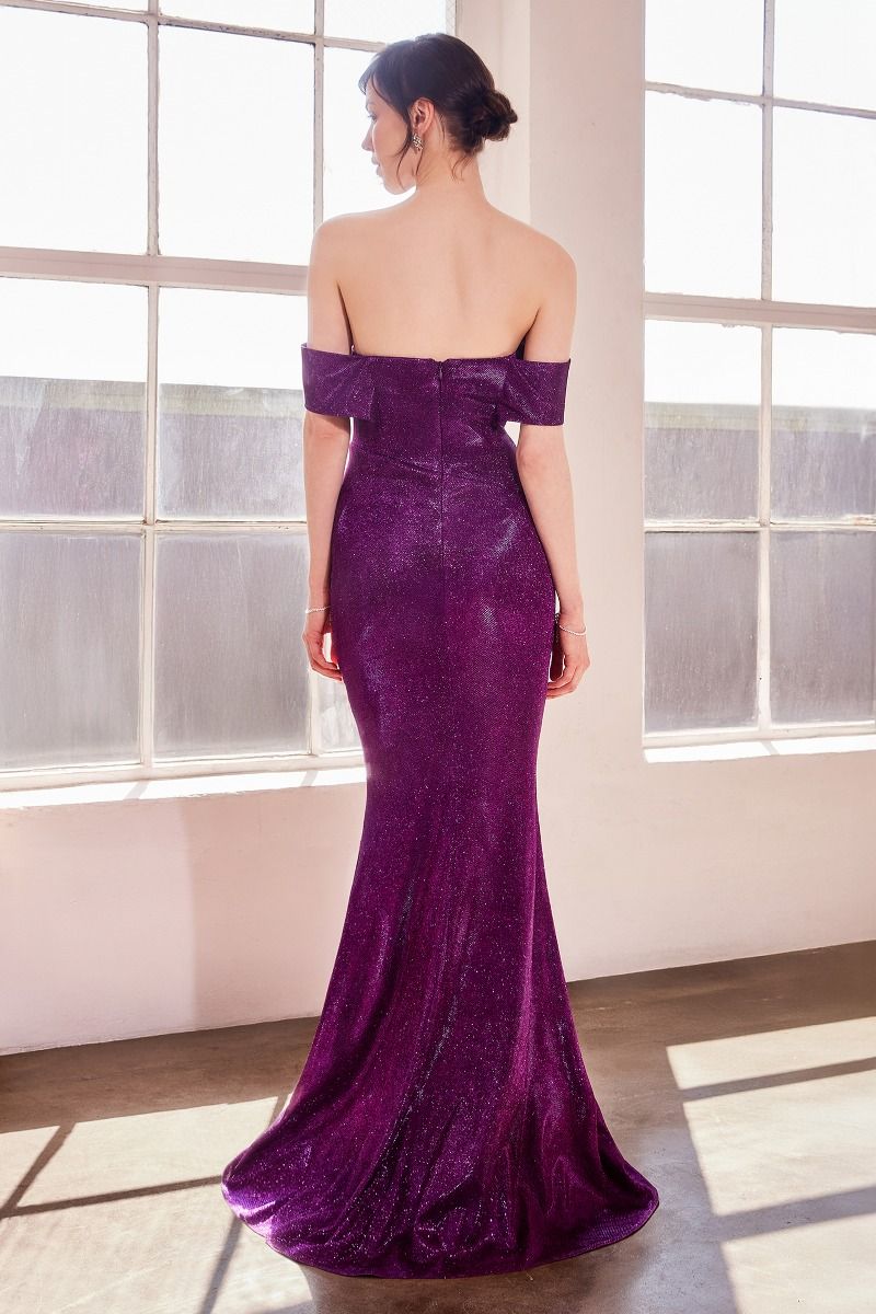Prom Dresses Long Formal Metallic Glitter Fitted Prom Gown Purple