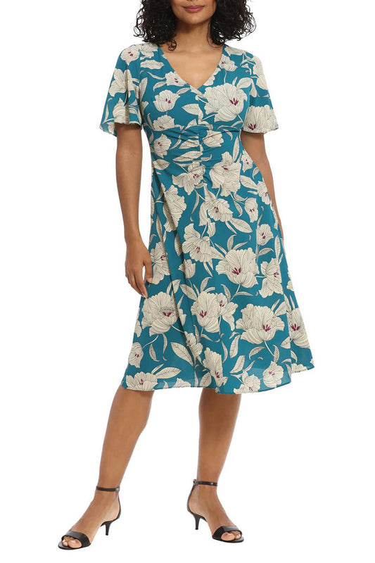 Cocktail Dresses Floral Print Short Cocktail A Line Dress Teal