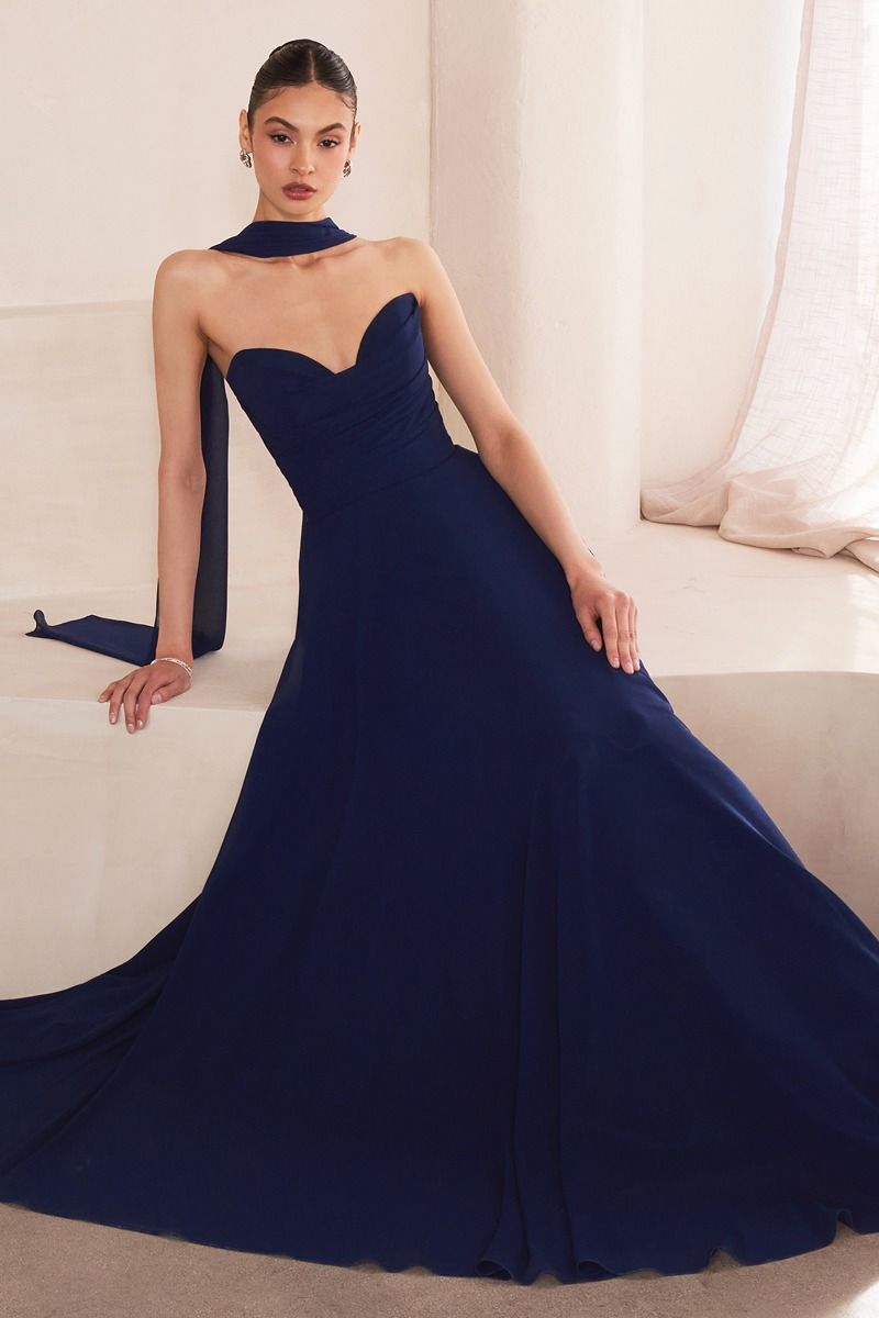 Formal Dresses Long A Line Formal Dress Navy