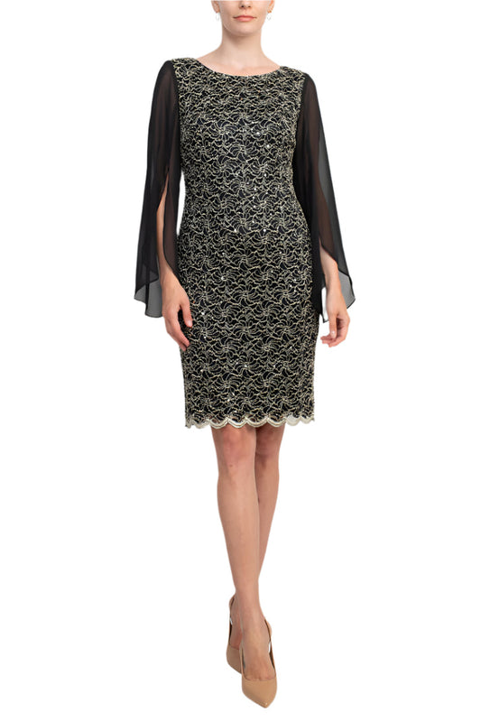 Cocktail Dresses Short Fitted Sequined Lace Cocktail Dress Gold