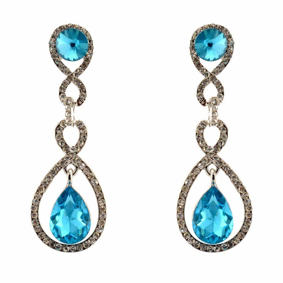 Tear Drop Shaped Clear Diamante Dangle Earrings - The Dress Outlet
