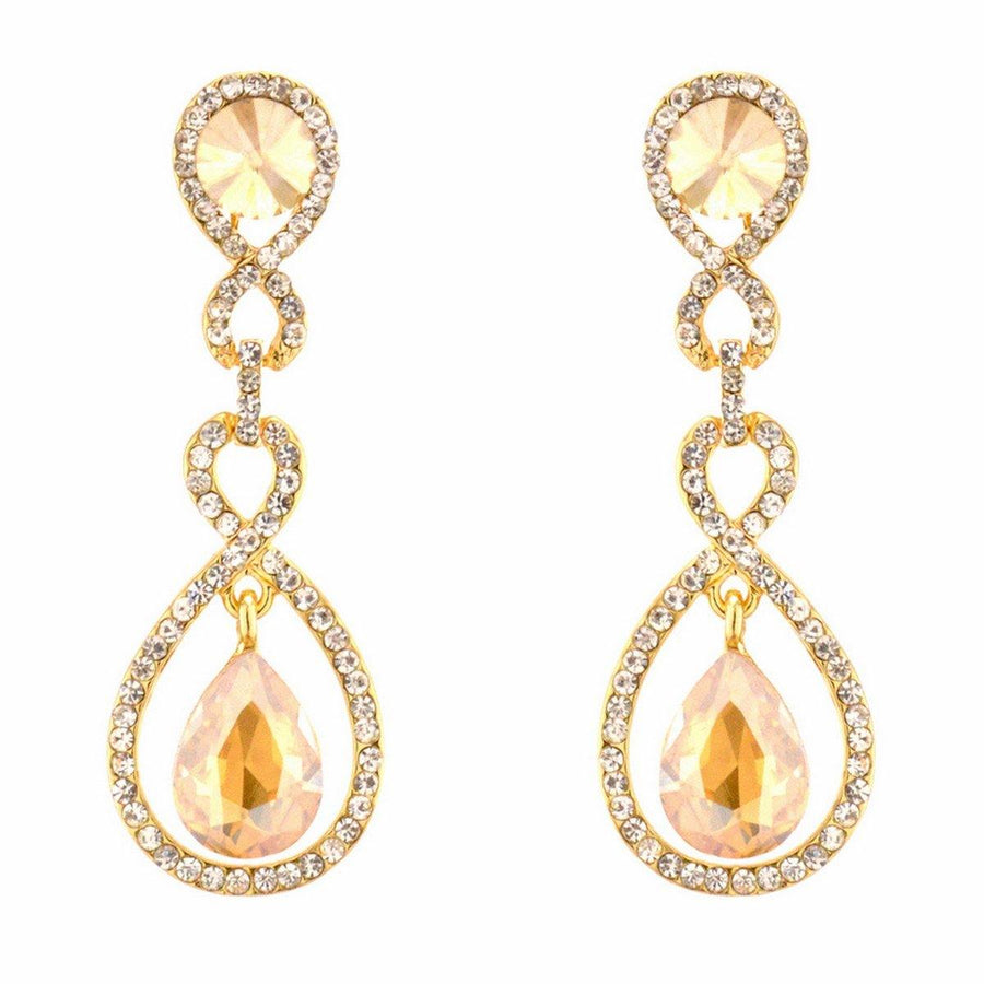 Tear Drop Shaped Clear Diamante Dangle Earrings - The Dress Outlet