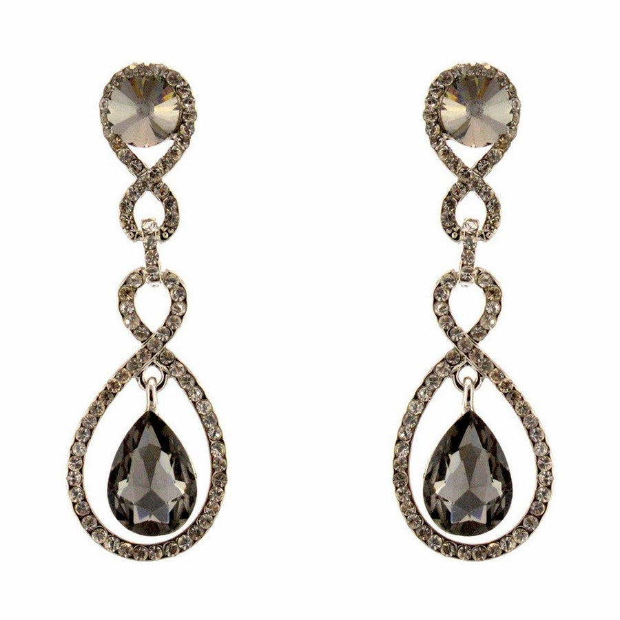 Tear Drop Shaped Clear Diamante Dangle Earrings - The Dress Outlet