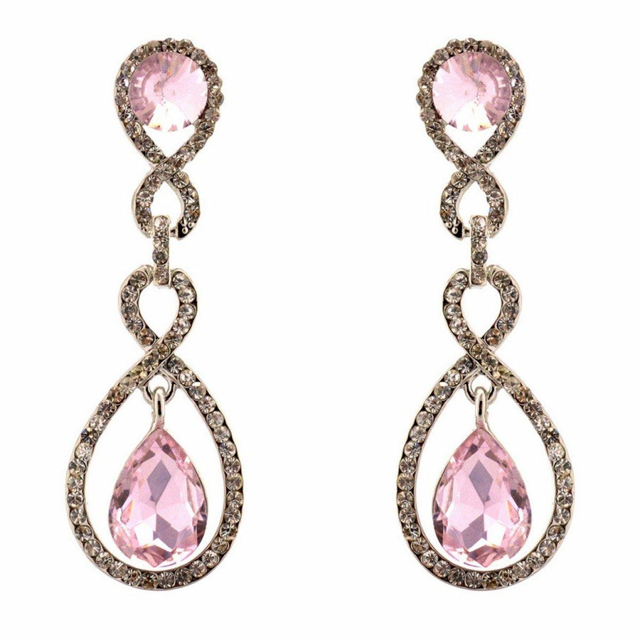 Tear Drop Shaped Clear Diamante Dangle Earrings - The Dress Outlet