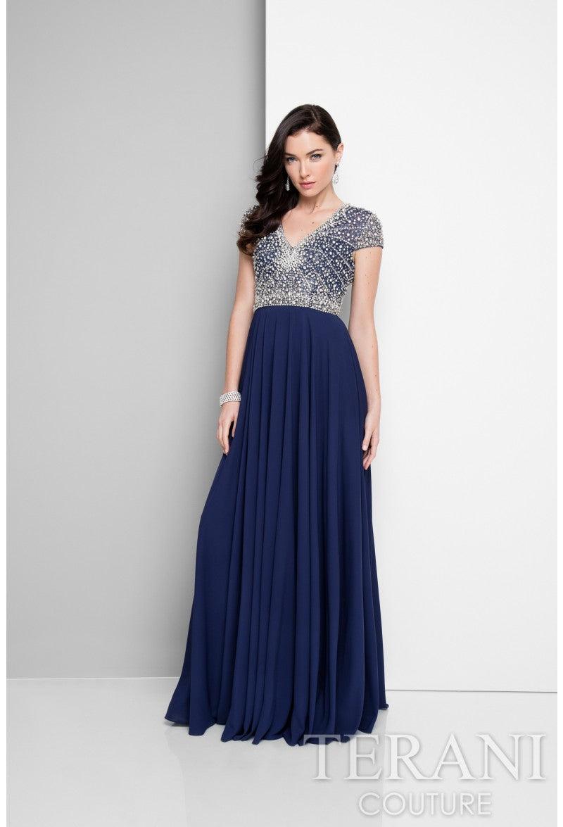 فستان شيفون رسمي طويل من Terani Couture 1712M3429