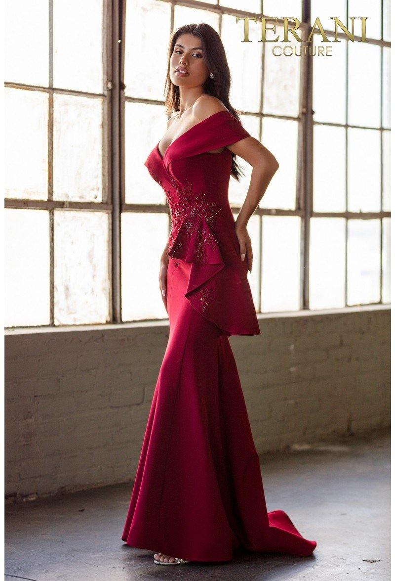 Terani Couture Long Off Shoulder Prom Dress 1911M9339 - The Dress Outlet