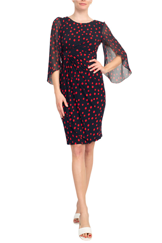 Cocktail Dresses Short Fitted Cocktail Cape Dress Navy Red