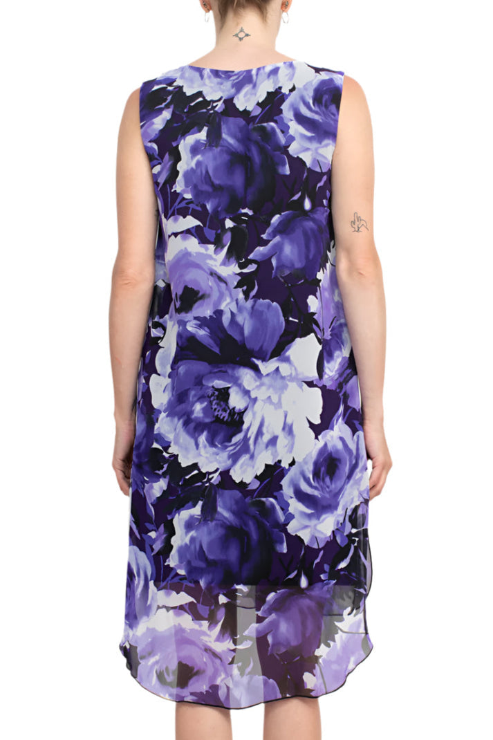 Cocktail Dresses High Low Floral Print Cocktail Dress Dark Purple