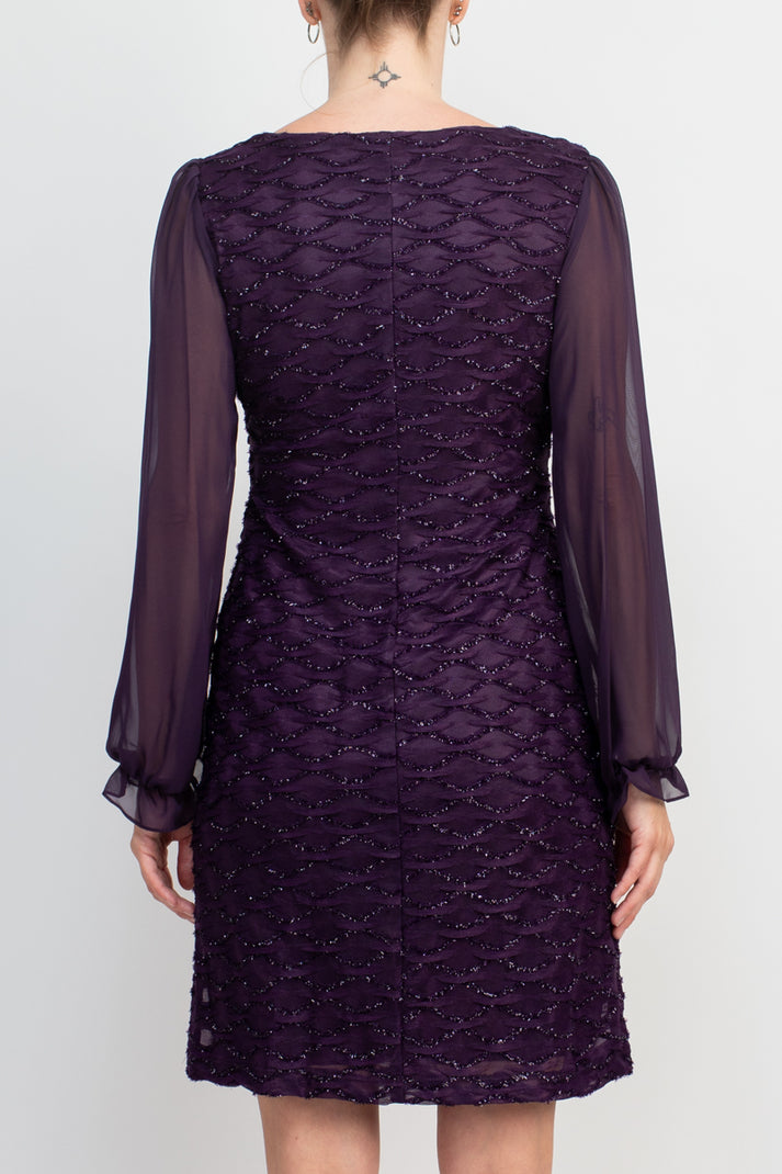 Cocktail Dresses Long Sleeve Fitted Short Cocktail Dress Aubergine