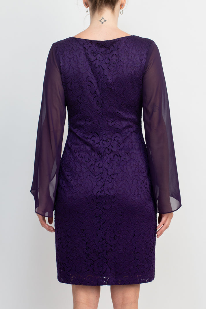 Cocktail Dresses Long Sleeve Bodycon Short Cocktail Dress Eggplant