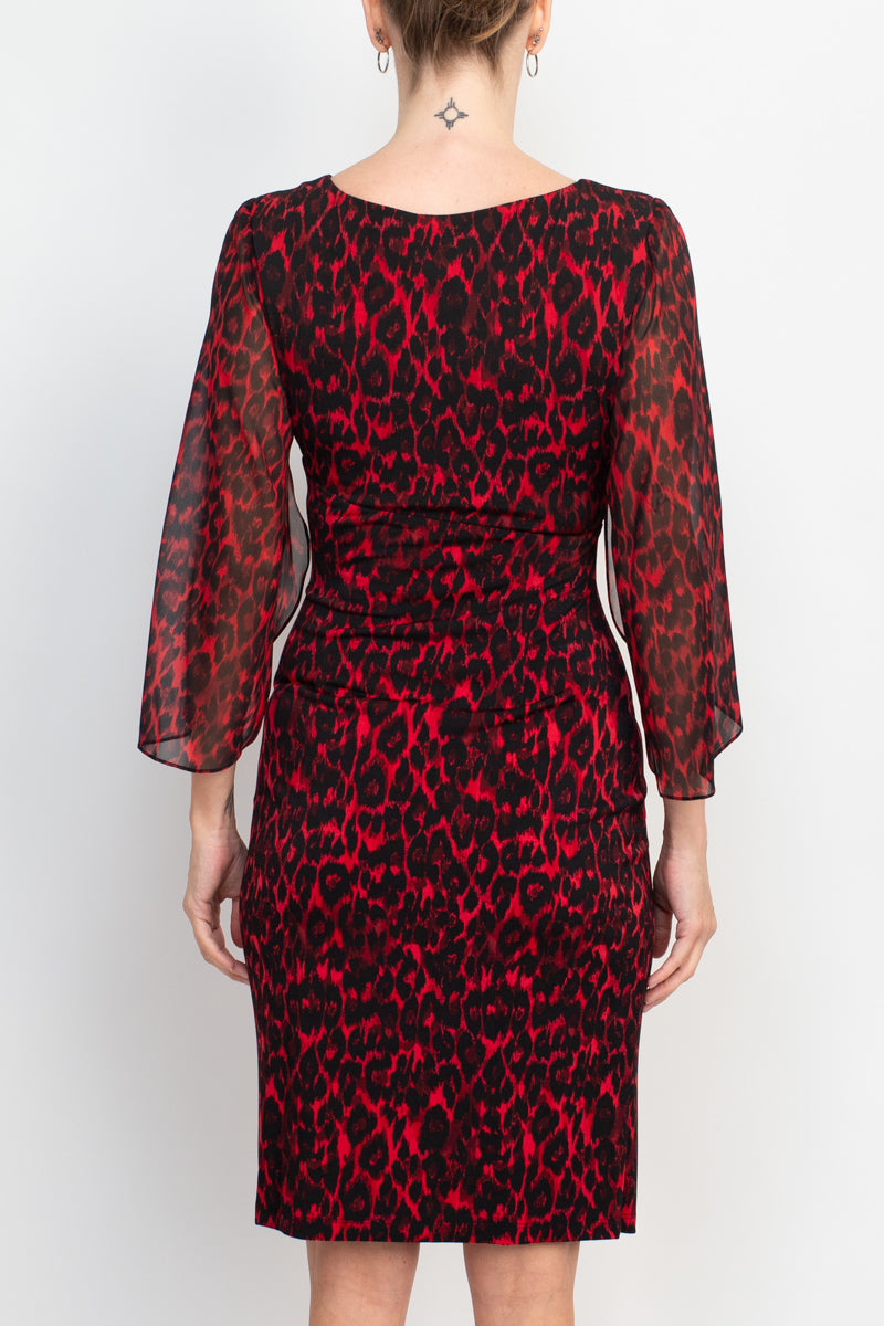 Cocktail Dresses Short Multi Print Cocktail Dress Red