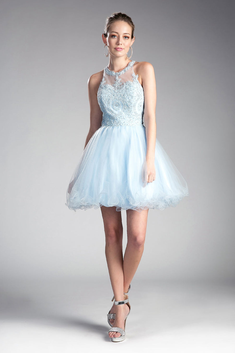 Cocktail Dresses Short Lace Applique Cocktail Dress Ice Blue