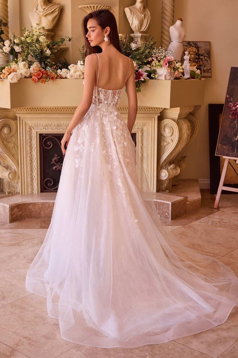 Wedding Dresses Long Bridal Gown A Line Floral Corset Wedding Dress Off White Nude