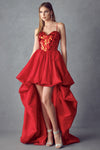 Prom Dresses Beaded High Low Formal Prom Dress Red