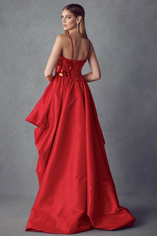 Prom Dresses Beaded High Low Formal Prom Dress Red