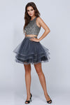 Cocktail Dresses Short Cocktail Sequin Two Piece Dress Charcoal