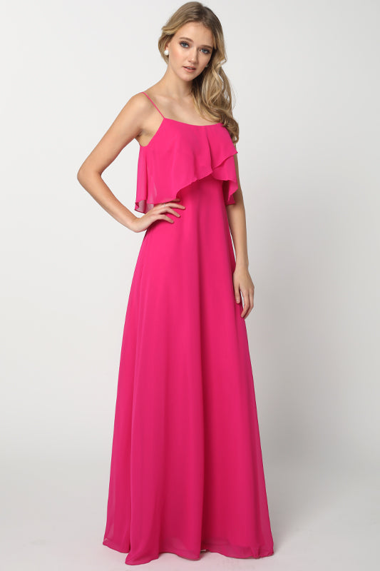 Prom Dresses Formal Long Prom Ruffle Dress Fuchsia