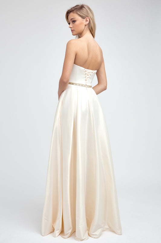 Prom Dresses A Line Long Beaded Formal Evening Prom Dress Champagne