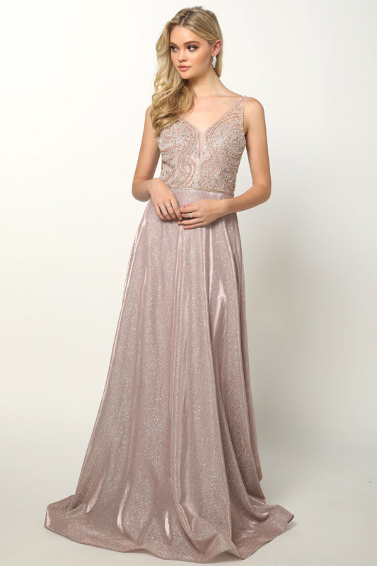Prom Dresses Long A Line Formal Evening Prom Dress Rose Gold