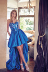 Prom Dresses Beaded High Low Formal Prom Dress Royal Blue