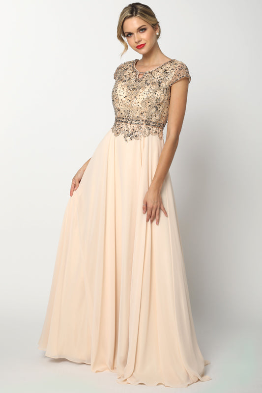 Formal Dresses Long Formal A Line Evening Dress Champagne