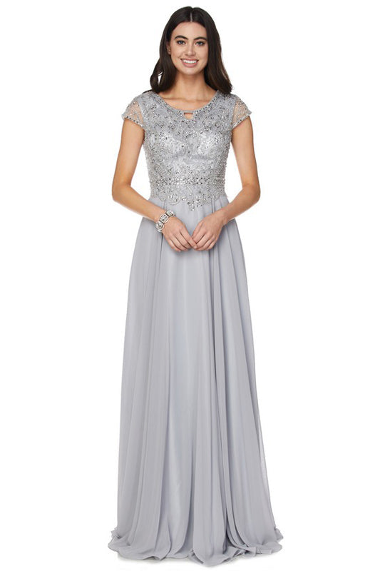 Formal Long Formal Evening A Line Dress Silver