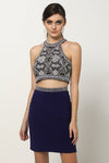 Cocktail Dresses Beaded Short Cocktail Two Piece Dress Tazanite Blue