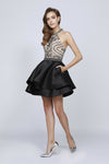 Cocktail Dresses Short Cocktail Two Piece Beaded Layered Dress Black