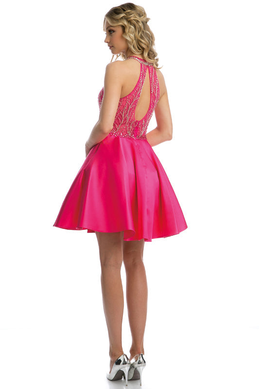 Cocktail Dresses Homecoming Beaded Short Mini Cocktail Dress Fuchsia
