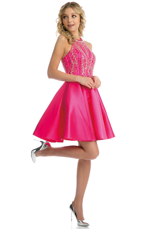 Cocktail Dresses Homecoming Beaded Short Mini Cocktail Dress Fuchsia