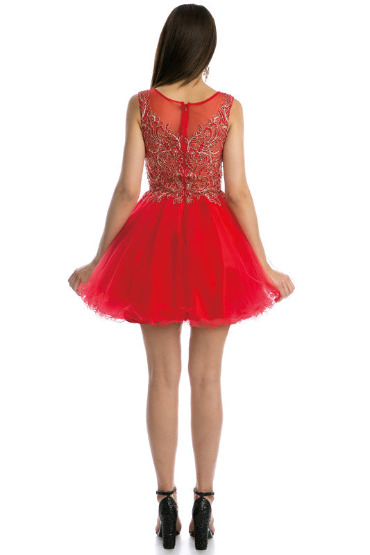 Cocktail Dresses Short Cocktail A Line Mini Dress Red