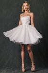 Wedding Dresses Short Floral Applique Wedding Dress Off White