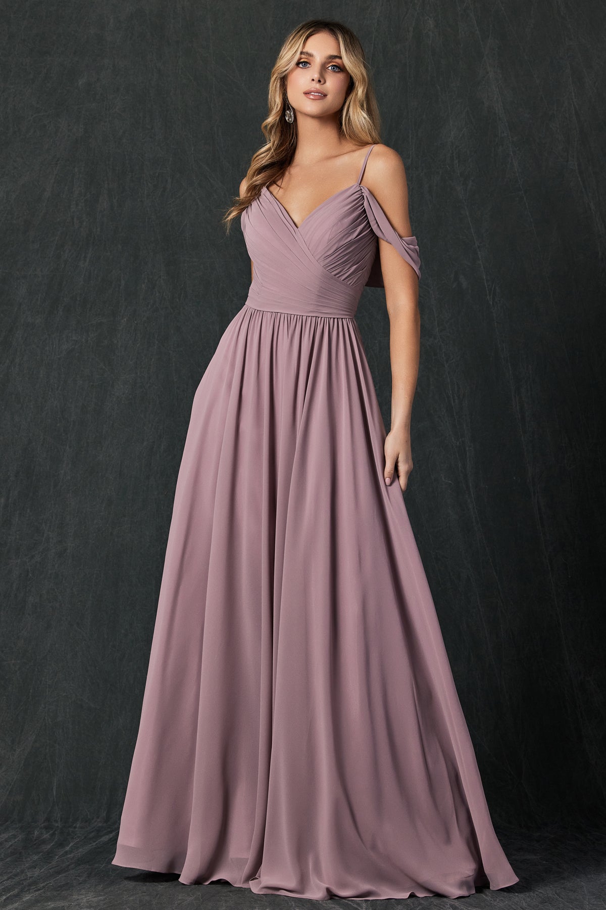 Prom Dresses Fitted Long Formal Pleated Prom Dress Mauve