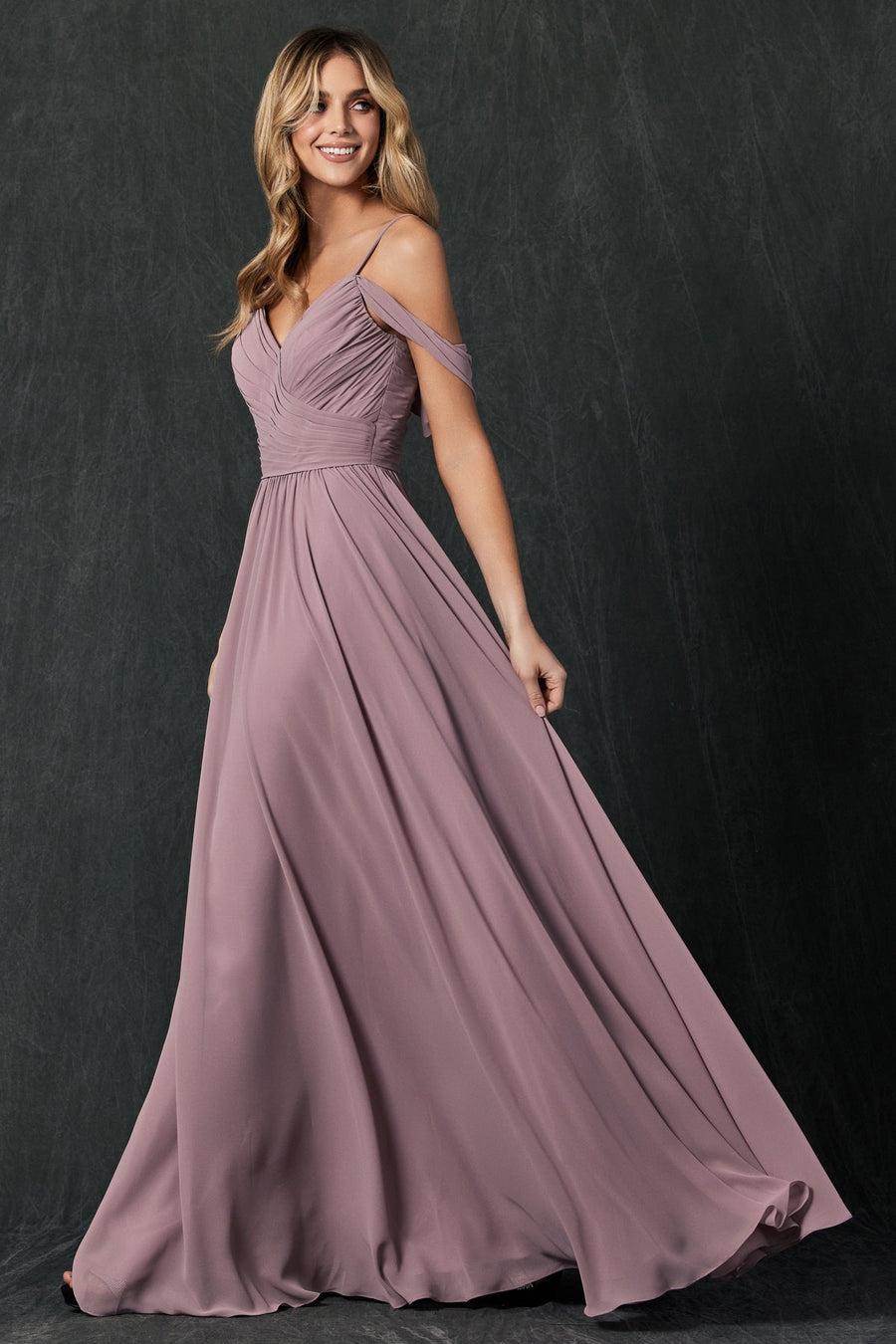 Prom Dresses Fitted Long Formal Pleated Prom Dress Mauve