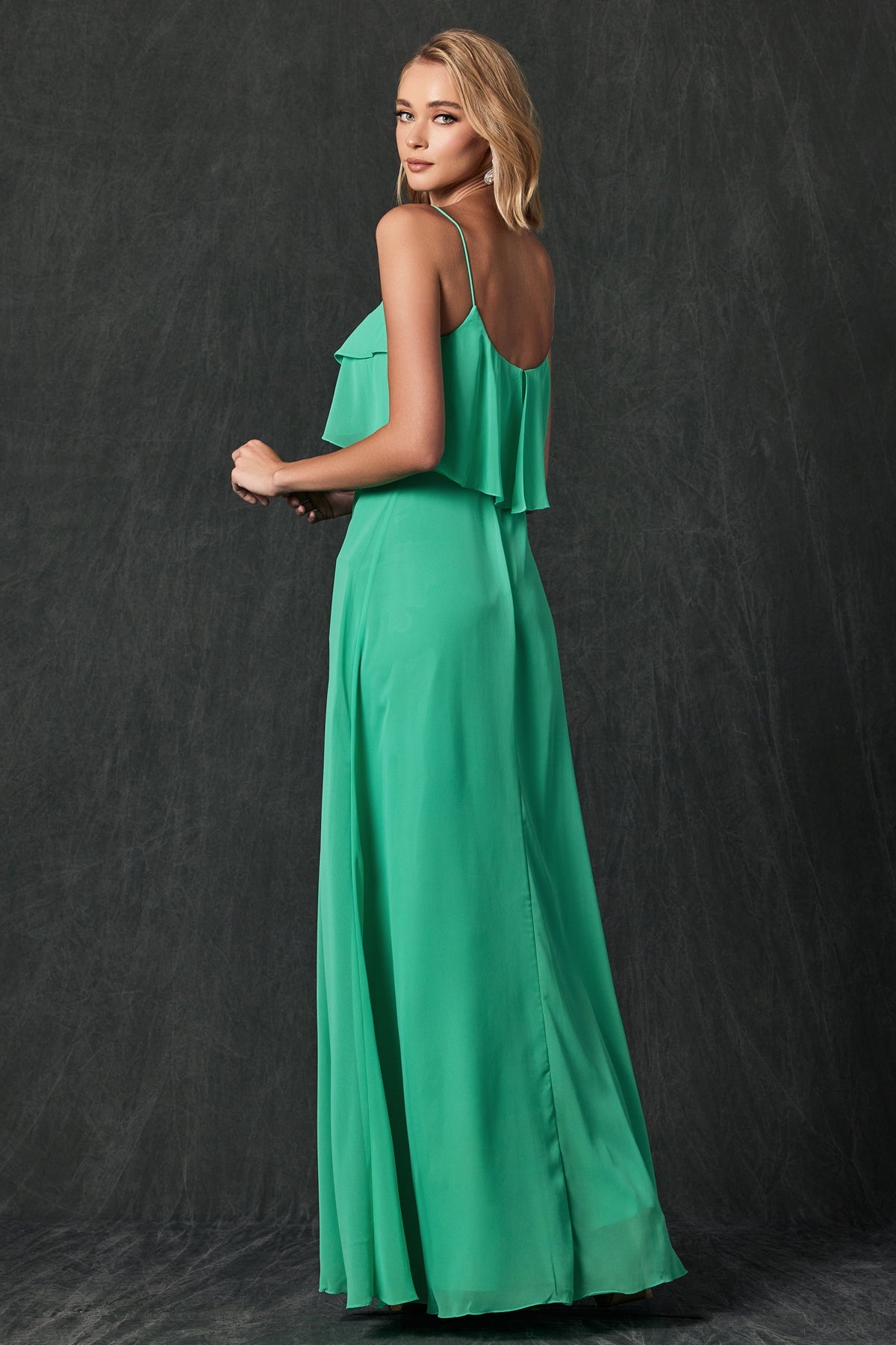 Prom Dresses Formal Long Prom Ruffle Dress Kelly Green