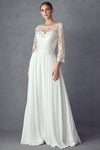 Wedding Dresses Beaded Lace Long Simple Wedding Dress Off White